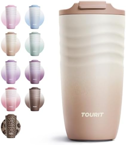 TOURIT 16 oz Insulated Travel Coffee Mug Stainless Steel Tumbler
