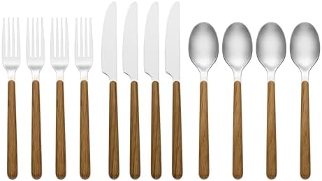 Oneida 24 Seven Faux Wood 12-Piece Silverware Set for 4, Flatware