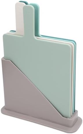 4PCS Plastic Cutting Boards Set with Storage Stand, Color Coded