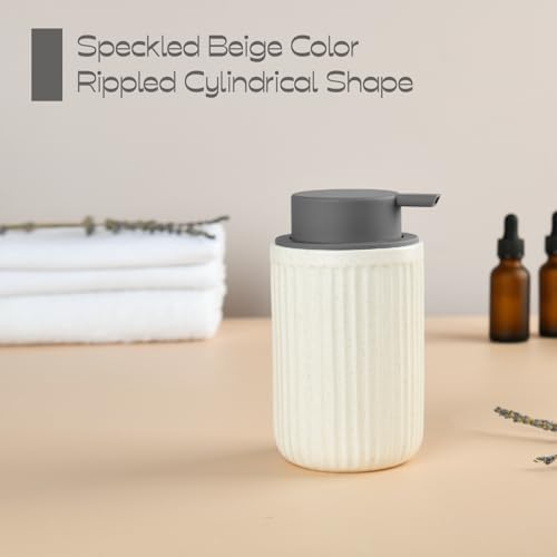 Speckled Beige Rippled Ceramic Foaming Soap Dispenser, Modern
