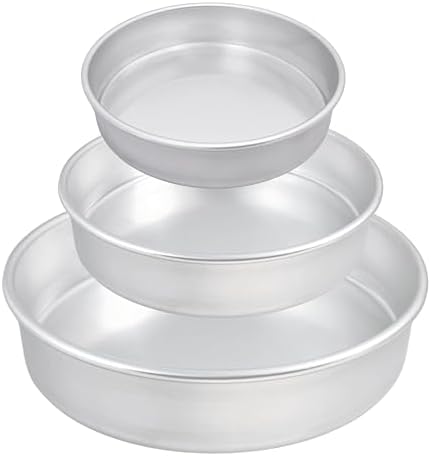 Set of 3 Aluminum Round Cake Pans, Deep Dish Pizza Pans, Baking &