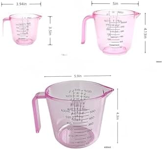 Pink Measuring Cups Set - 3pc 150ml/300ml/600ml