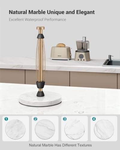 PAROTO Countertop Paper Towel Holder, Marble Base, Warm Gold