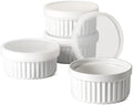 LE TAUCI Ramekins with Silicone Lids, 8 oz Ceramic Souffle Dishes