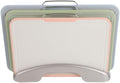 Plastic Cutting Board Set with Holder, Juice Grooves, Handles for