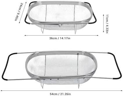 Stainless Steel Expandable Over Sink Colander Oval Large Capacity