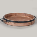 Round Coffee Table Tray|13'' Farmhouse Wood Serving Tray with Metal