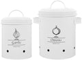 Kichvoe 2pcs White Metal Potato Storage Bin with Light Shielding Lid