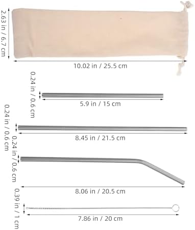 Xmas Long Stainless Steel Drinking Straws Set with Cleaning Brushes