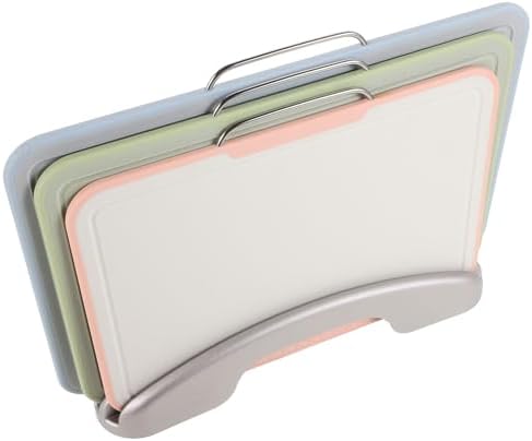 Plastic Cutting Board Set with Handles, Holder Stand and Juice Grooves