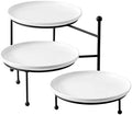 Kanwone 3 Tiered Serving Stand with White Porcelain Plates, 10.3"