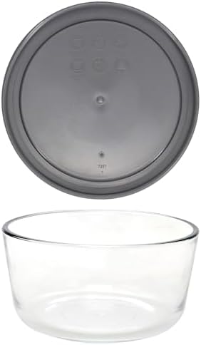 Pyrex 7201 4-Cup Glass Bowl & 7201-PC Puddle Gray Lid - Made in USA