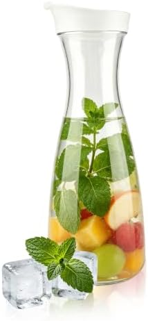 Water Carafe with Lid, Plastic Pitchers for Party Carafe Iced Tea