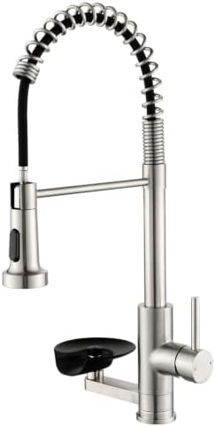 Pull Down Kitchen Faucet with Cup Washer, Brushed Nickel