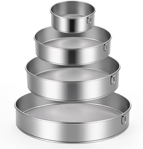 4 Pack Flour Sifter with Hanging Ring, Stainless Steel Fine Mesh