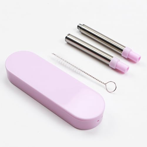 Ouliget Reusable Collapsible Travel Straw,Stainless Steel Portable