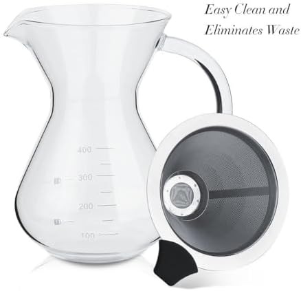 Pour Over Coffee Maker Set with Reusable Stainless Steel Drip Filter