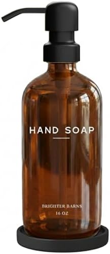 Brighter Barns Amber Glass Hand Soap Dispenser Set