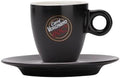 Caffe Vergnano Italian Espresso Cups & Saucers Set, Black Porcelain