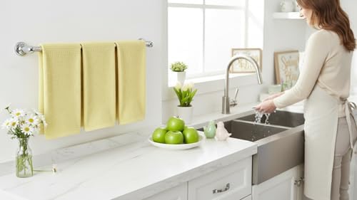 Serafina Home Light Butter Yellow Kitchen Hand Dish Towels: Oversized