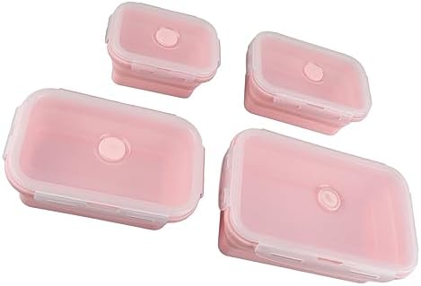 ZJchao Collapsible Silicone Food Storage Set 4 Piece Airtight