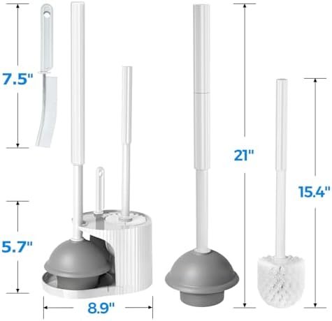 FORASTO 3IN1 Toilet Brush and Plunger Set with Holder