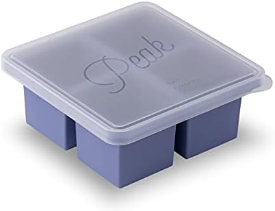 W&P Cup Cubes Silicone Freezer Tray with Lid, Blue, Makes 4 Perfect