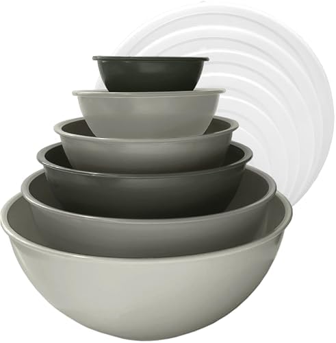 edge Plastic Mixing Bowls 12 Piece Nesting Set 6 Prep Bowls and 6