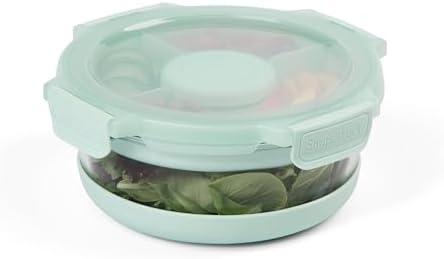 SnapLock Glass Food Storage Salad Container with Divided Upper Tray