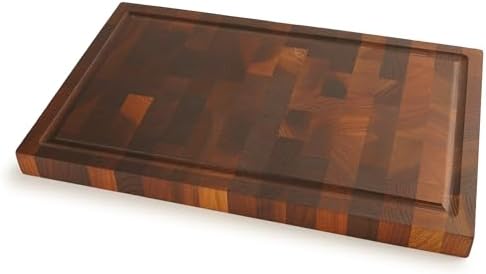 BOUMBI Zelkova End-Grain Cutting Board, 16.9" x 10.4" x 1.2"