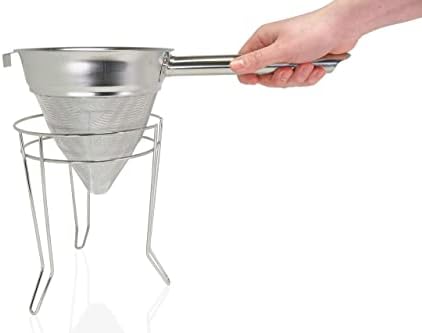 Anchy Premium 8" Chinois Fine Mesh Strainer Set with Stand & Bamboo