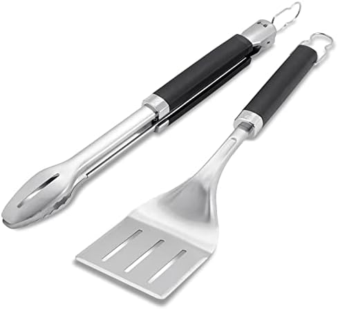 Weber Precision Tongs and Spatula Grilling Tool Set, Stainless Steel