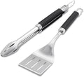 Weber Precision Tongs and Spatula Grilling Tool Set, Stainless Steel