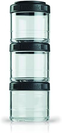 BlenderBottle GoStak Tritan Twist n' Lock Storage Jars 3 Jar Black