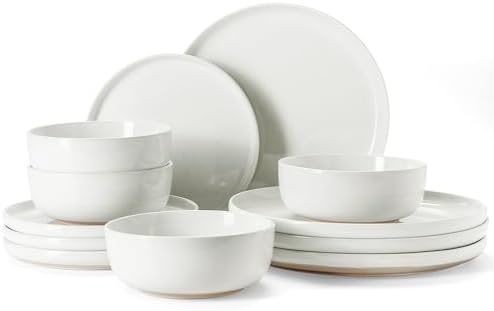 Famiware Milkyway 12-Piece Stoneware Dinnerware Set, White