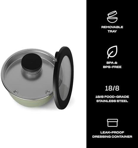S'well Stainless Steel Salad Bowl Kit 64oz, Mountain Sage, Comes with