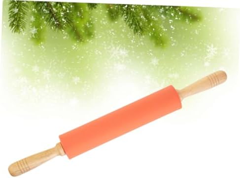 Silicone Roller with Wood Handle Non-stick Dough Rolling Pin for