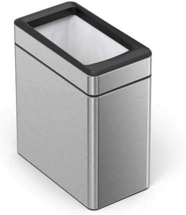 simplehuman Slim Open Trash Can, 10L, Stainless Steel
