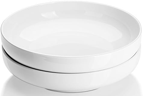 DOWAN Pasta Bowls, 65 oz Large Salad Bowls Set of 2, 10'' Serving Bowls for Wedding, Ceramic Shallow Bowl Plates, Serving Dishes for Entertaining, Microwave Dishwasher Safe