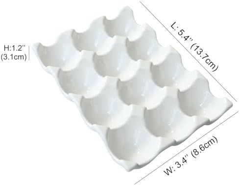 Ceramic Egg Holder, 12-Cup Tray for Fridge or Countertop