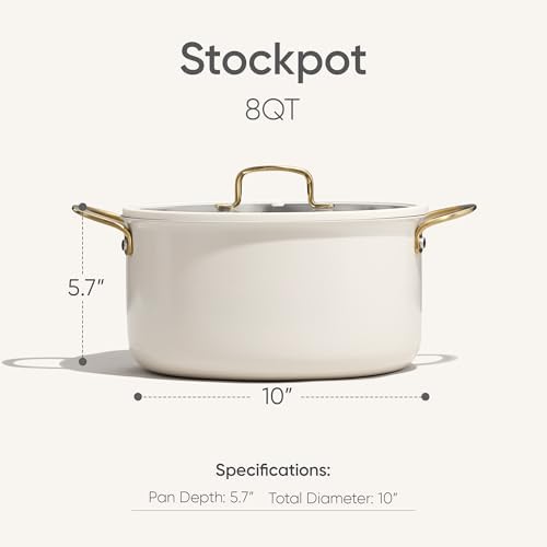 CAROTE 8QT Full Clad Tri Ply Stainless Steel Stock Pot with Lid