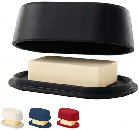 Dark Gray Butter Dish with Lid for Countertop – Bamboo Fiber Butter