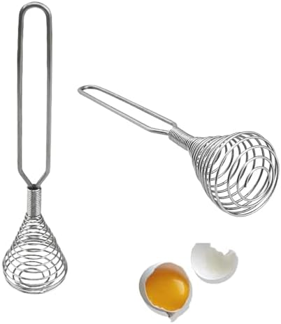 French Whisk 2 Pack Stainless Steel Spring Coil Egg Beater Hand Mixer