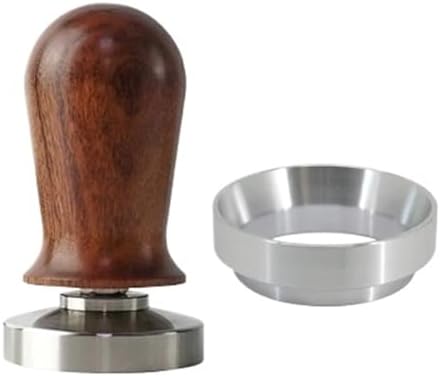 Coffee Tamper, Mat, 51/53/58mm With Dosing Ring, Wooden/Black Handle