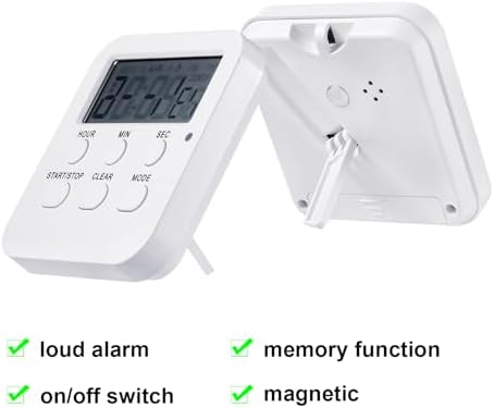 Weewooday 12 Pcs Digital Kitchen Timers, White