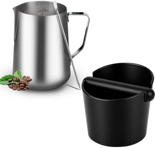 18oz Milk Frother Pitcher & Knock Box with Latte Pen