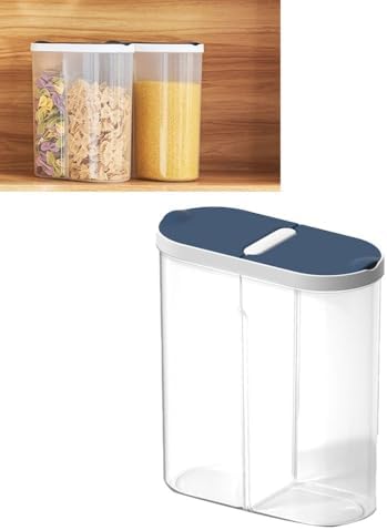 Cereal Container 8.8oz Blue – Divided Storage Design, Airtight Plastic