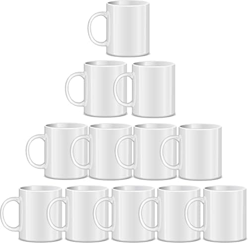RAINBOWTIE Sublimation Mugs Blank, 12PCS White Coated Ceramic Coffee