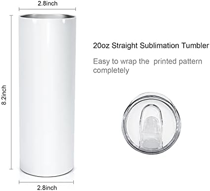 AGH 10 Pack Sublimation Tumblers Blank 20 OZ Straight Skinny Tumbler