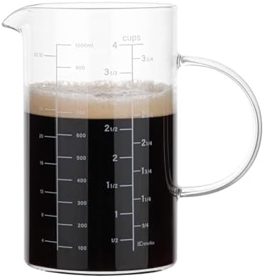BCnmviku Glass Measuring Cup, Insulated handle, V-Shaped Spout, High
